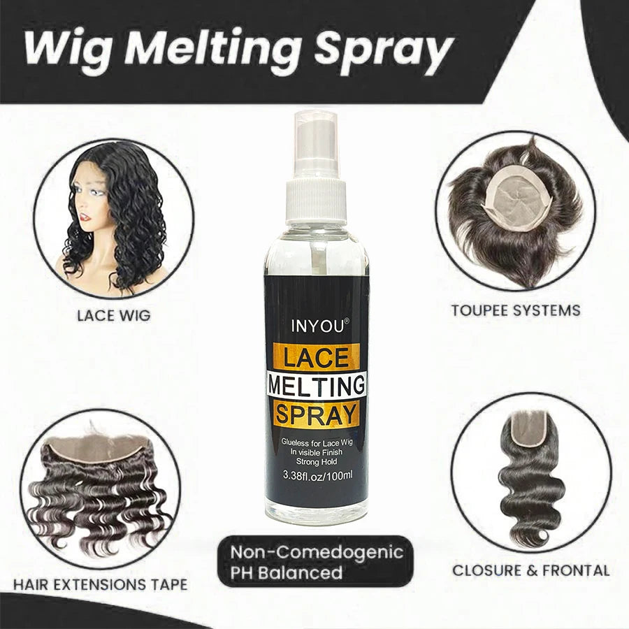 100ML Lace Melting and Holding Spray Hair Adhesive for Wigs,  Lace Wig Melting Spray ,Strong Natural Finishing Hold