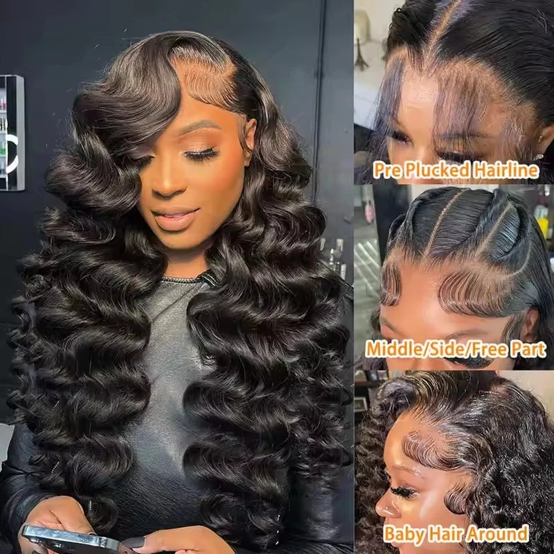 Deep Wave Human Hair Wig 13x4 Lace Front Wig For Women 200% Density Pre-Plucked With Baby Hair Transparent Lace Wig 22 Inch