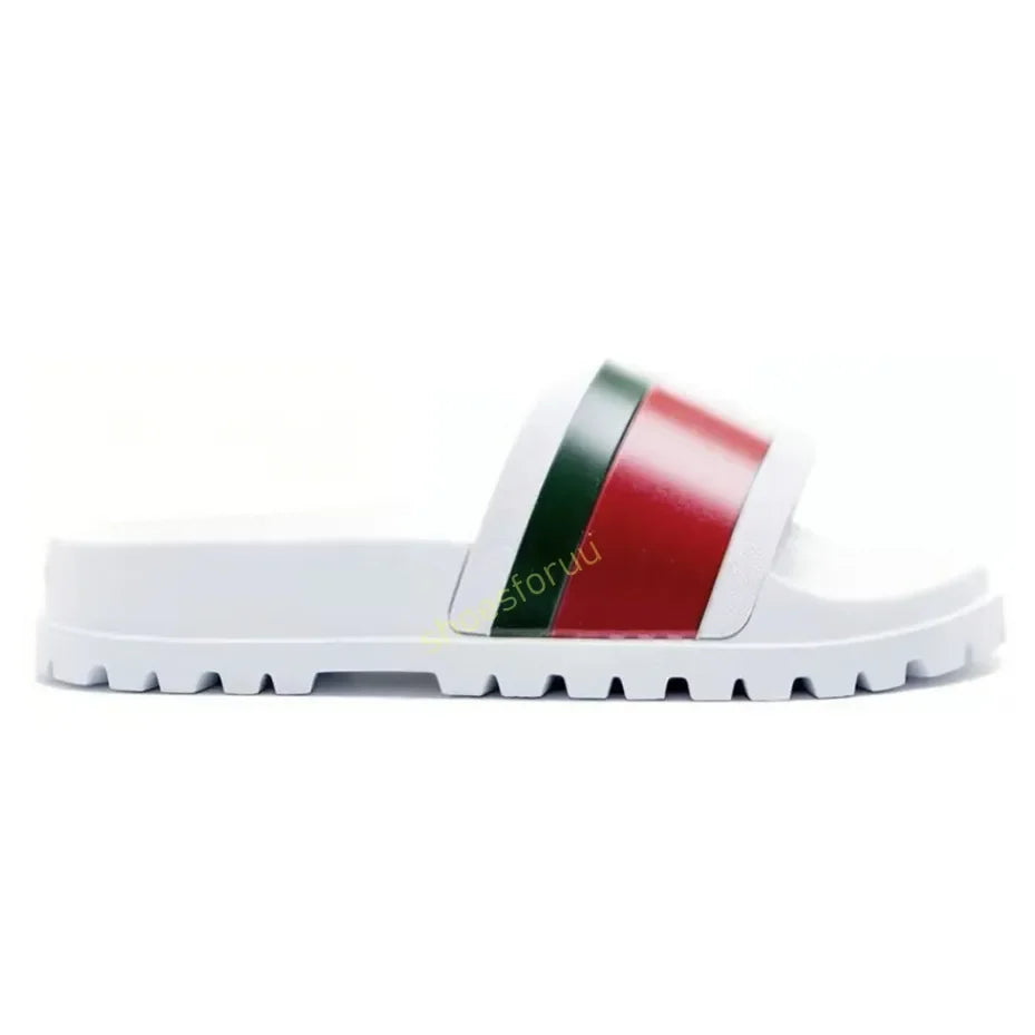 Designer Slippers Fashion Flat Slides Mens Womens claquettes Rubber Slide Sandal Black White Blooms Floral Flat Gear sole Luxury