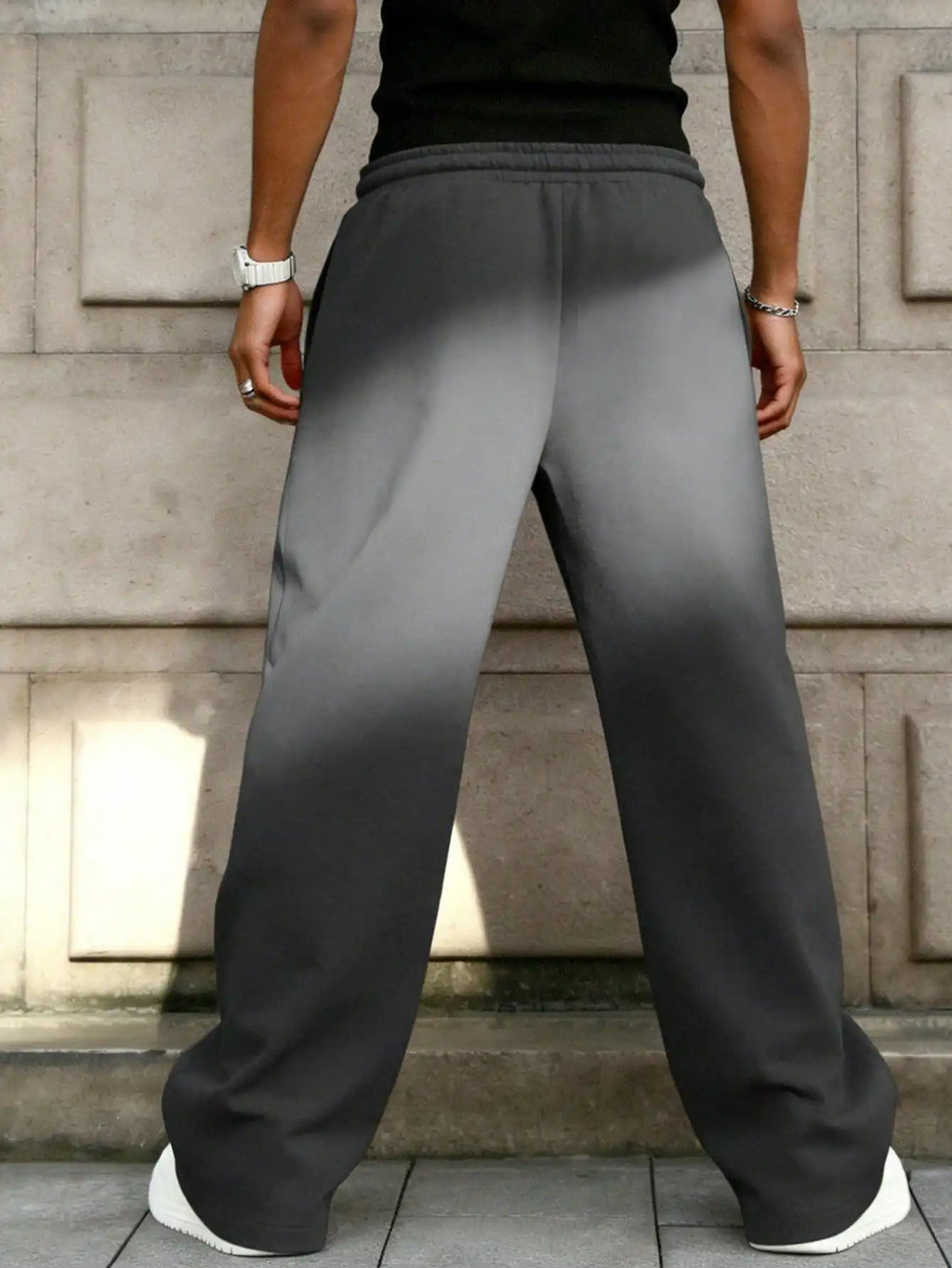 Men's Drawstring Waist Loose Wide Leg Casual Sweatpants For Autumn Winter Spring