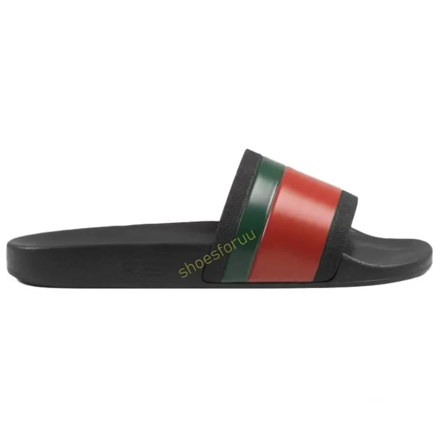 Designer Slippers Fashion Flat Slides Mens Womens claquettes Rubber Slide Sandal Black White Blooms Floral Flat Gear sole Luxury