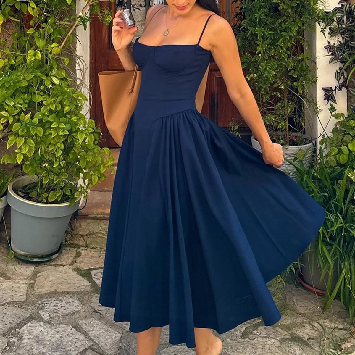 Suninheart Spaghetti Strap Summer Party Dresses 2025 New Arrivals Fit and Flare Elegant Midi Dress Red Night Date Dress