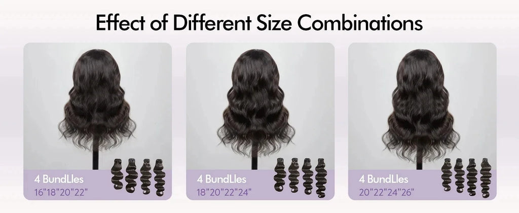 Body Wave Hair Bundles - Natural Black Brazilian Virgin Hair Weave 12A Unprocessed Hair Extensions.