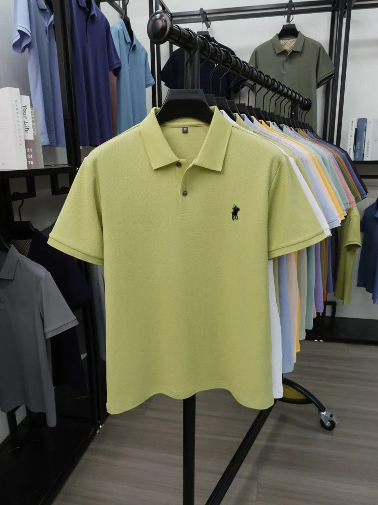 High end 100% cotton short sleeve polo shirt men's fashion luxury brand hot selling pony embroidery golf casual business T-shirt
