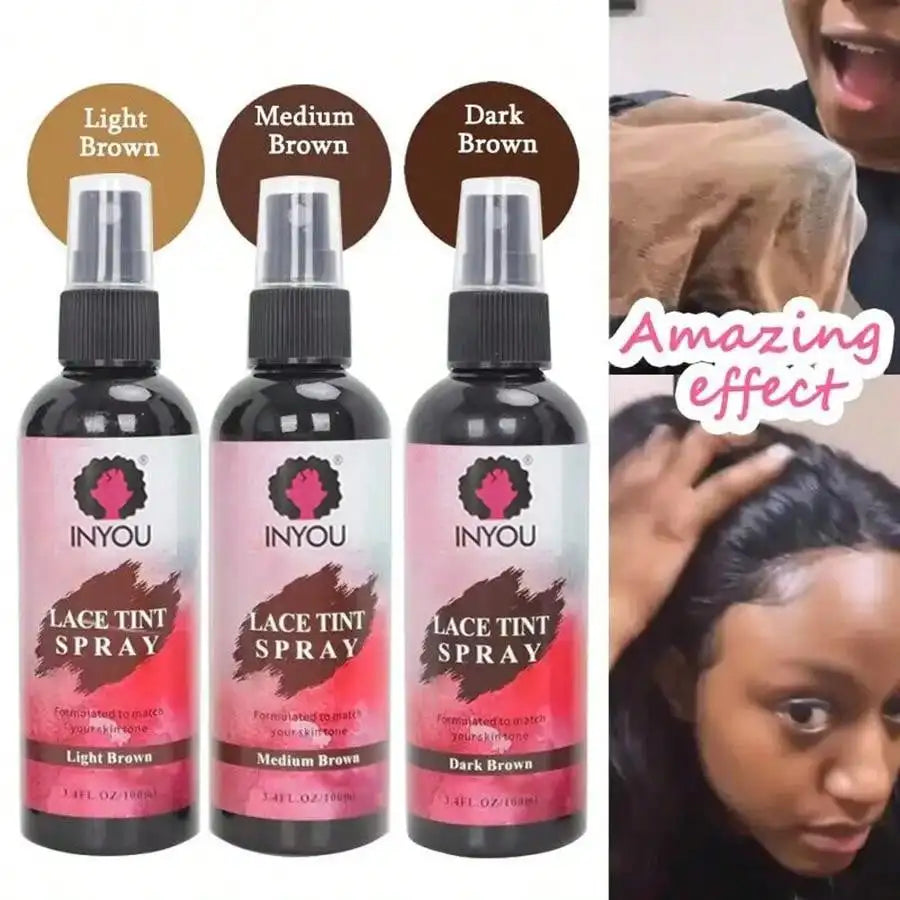 Lace Tint Spray For Wigs, Waterproof Lace Tint Melting Mousse Spray Concealer For Lace Closure Front Wigs Toupees