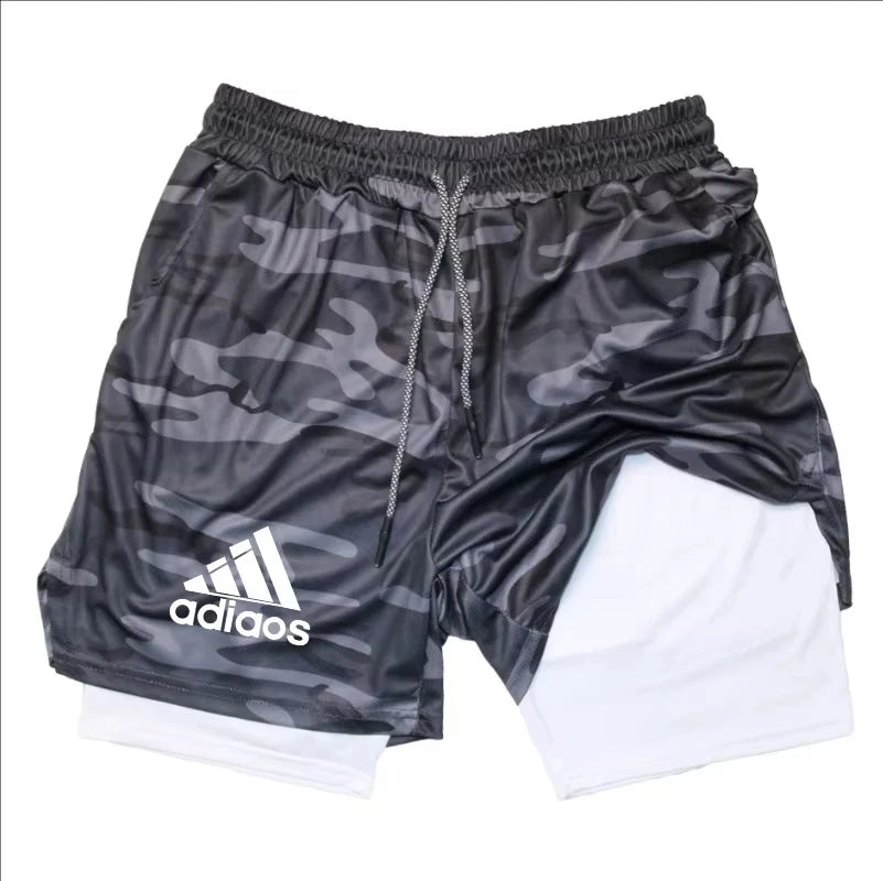 Men'S Compression Shorts Summer Gym Fitness Running Training Sports Shorts Two-In-One Mesh Breathable Quick-Drying Shorts