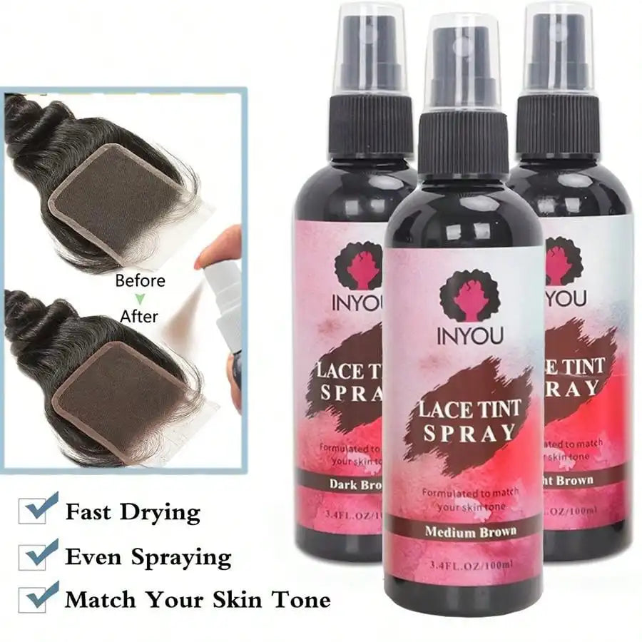 Lace Tint Spray For Wigs, Waterproof Lace Tint Melting Mousse Spray Concealer For Lace Closure Front Wigs Toupees
