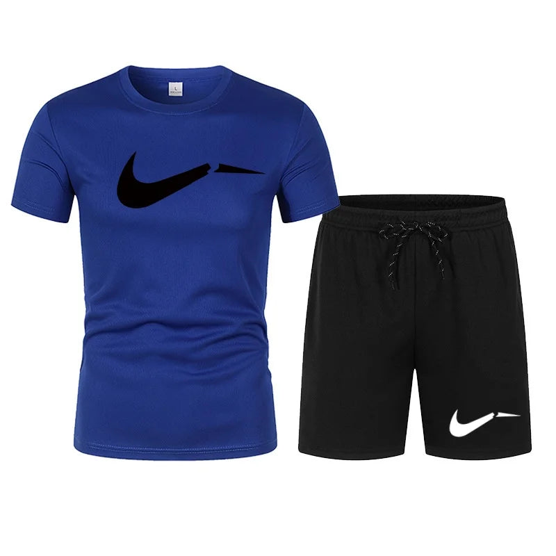 2026 men's summer T-shirt and shorts set, casual and fashionable short sleeved T-shirt combination, breathable sportswear