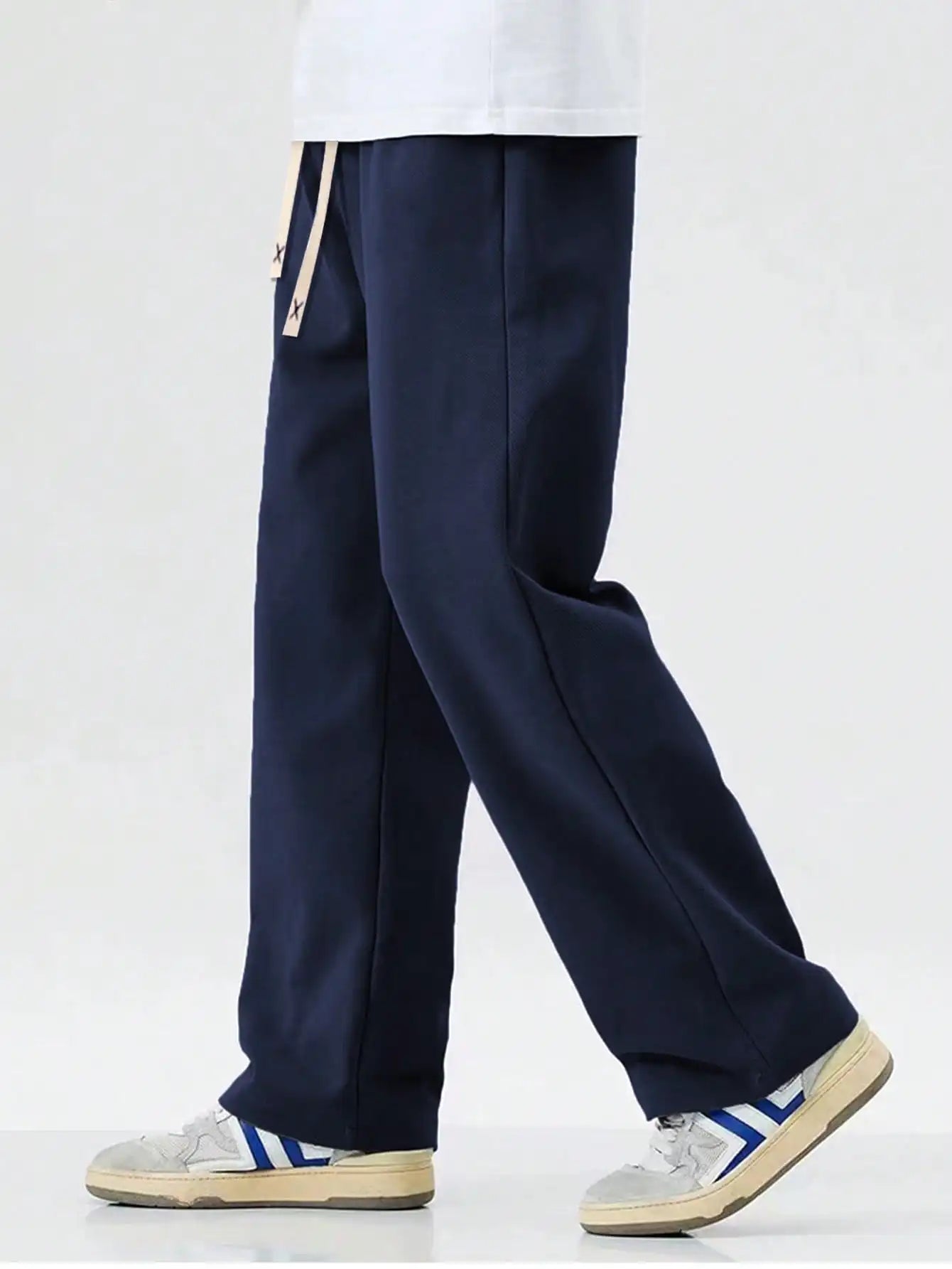 Men's Drawstring Waist Loose Wide Leg Casual Sweatpants For Autumn Winter Spring