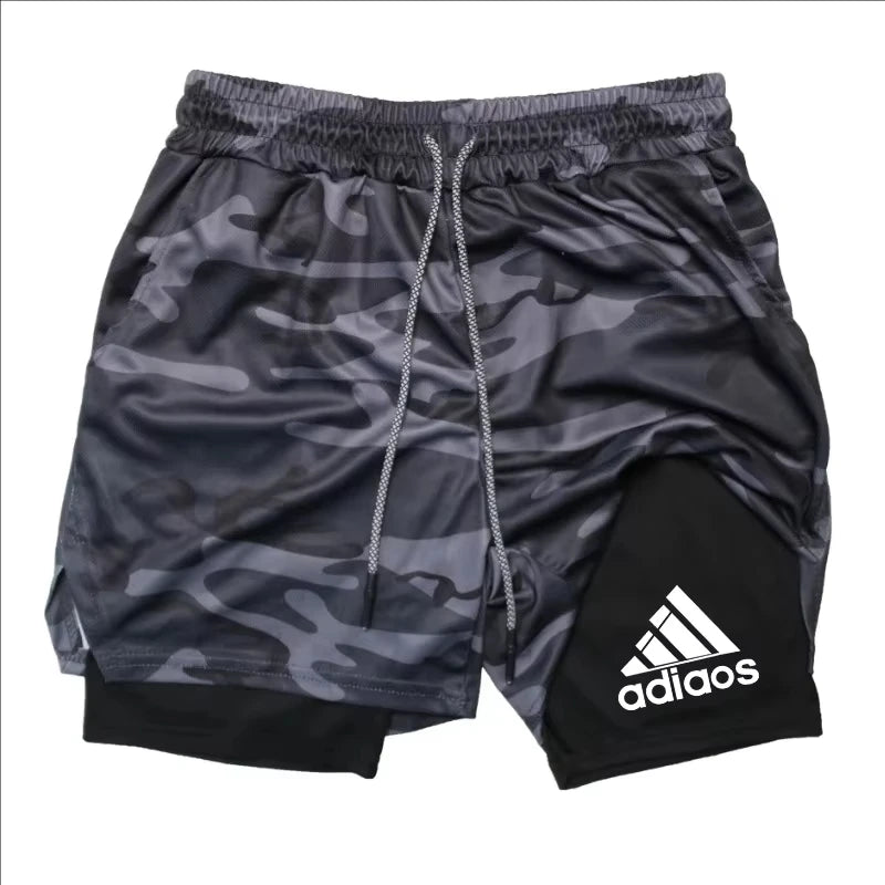 Men'S Compression Shorts Summer Gym Fitness Running Training Sports Shorts Two-In-One Mesh Breathable Quick-Drying Shorts