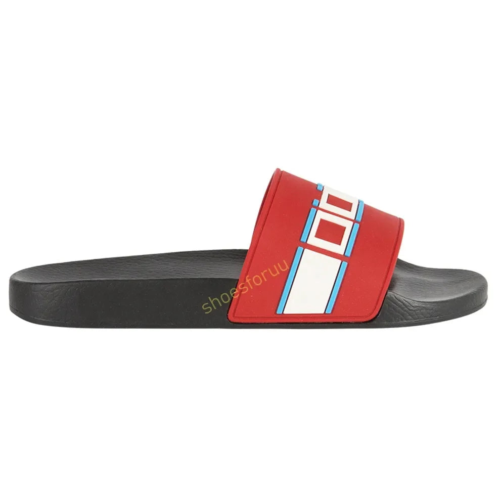 Designer Slippers Fashion Flat Slides Mens Womens claquettes Rubber Slide Sandal Black White Blooms Floral Flat Gear sole Luxury