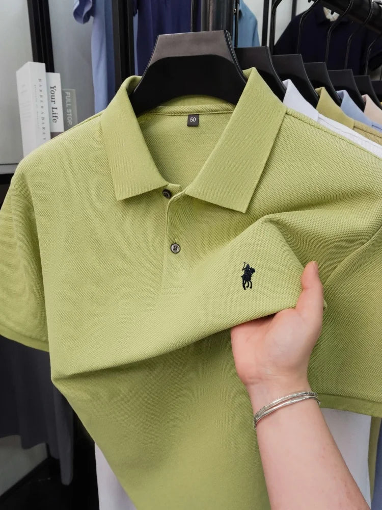 High end 100% cotton short sleeve polo shirt men's fashion luxury brand hot selling pony embroidery golf casual business T-shirt