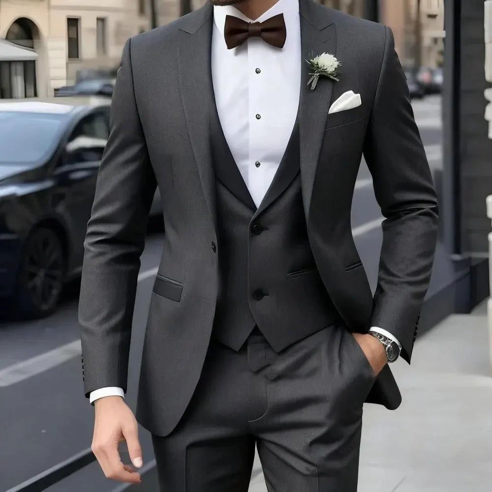 New Business Casual MC Wedding Groom Best Man Dress Jacquard Men's Suit Three-piece Set  Wedding Suits for Men  Mens Suits  Suit