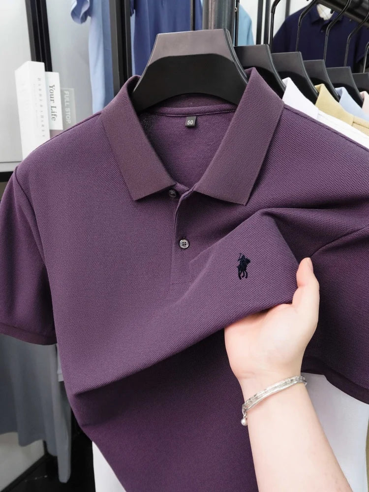 High end 100% cotton short sleeve polo shirt men's fashion luxury brand hot selling pony embroidery golf casual business T-shirt