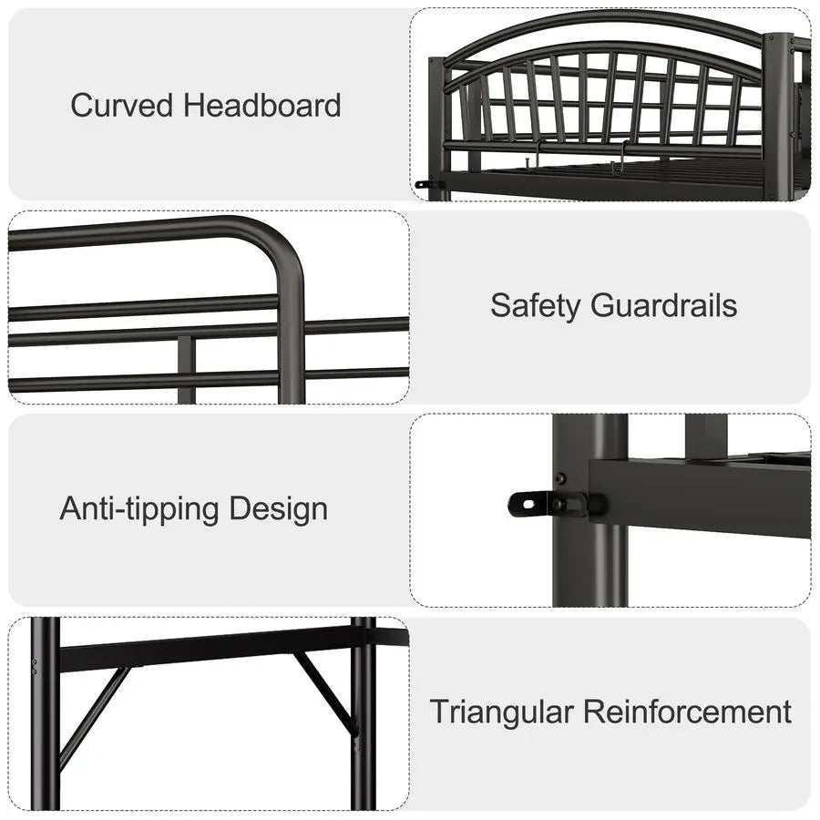 Loft Bed Twin Size, Twin Loft Bed with Bedside Caddy, Convertible Ladder amp FullLength Guardrails, SpaceSaving amp Noise Free