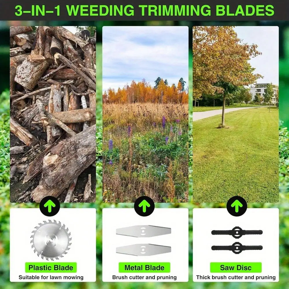 graded Cordless Electric Lawn Mower 24V 2X4.0Ah BatteryPowered, 4In1 Grass Trimmer Edger Mini Mower Brush Cutter With 3 Types