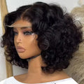 250% Body Wave HD Lace Frontal Wig Short Bob WigS Human Hair Glueless Human Hair Wavy 13x4 Transparent Lace Front Wigs For Women