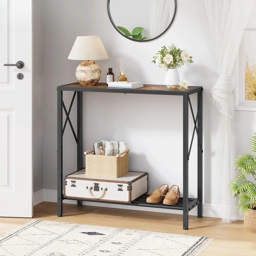 Small Round Drink Side Table, Solid Wood Pillar Design, Wood Top & Base Accent Table for Home Living Room Office