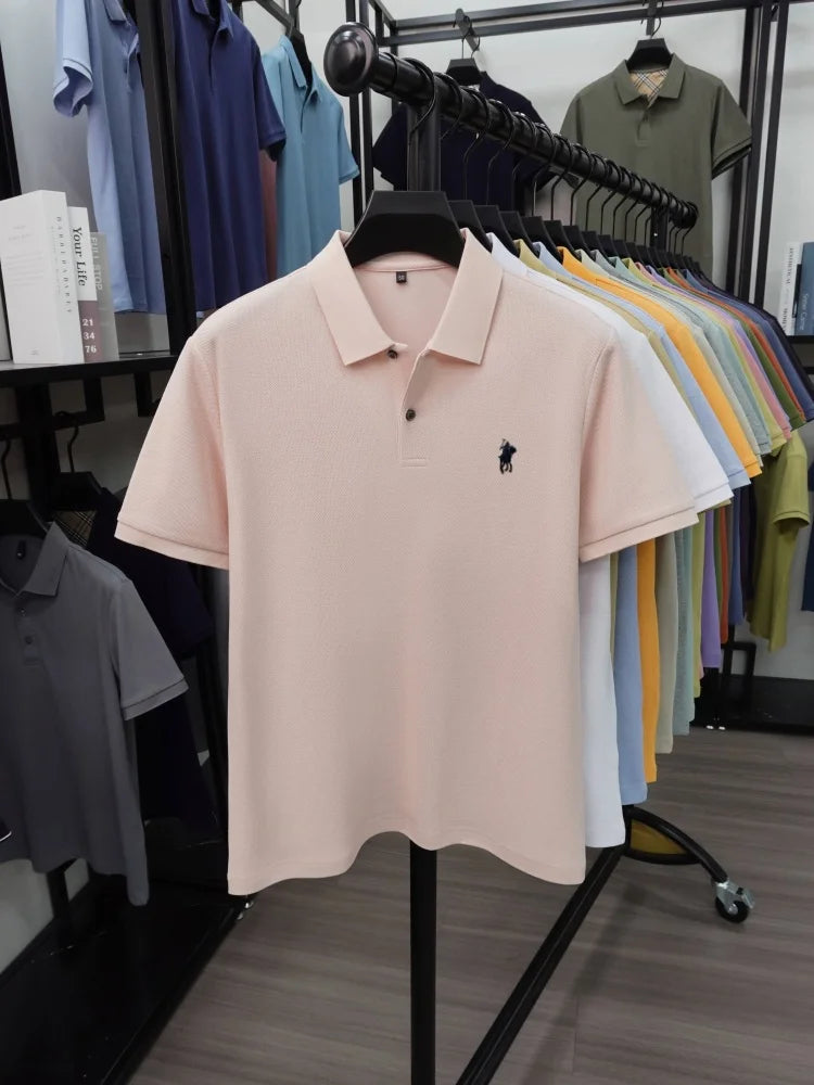 High end 100% cotton short sleeve polo shirt men's fashion luxury brand hot selling pony embroidery golf casual business T-shirt
