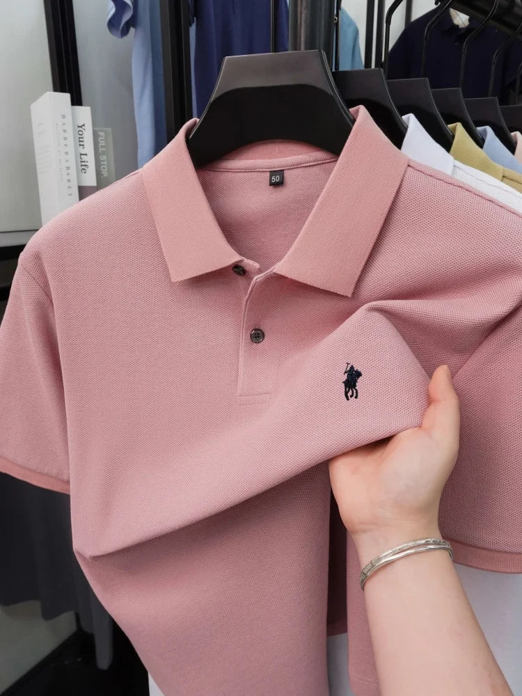 High end 100% cotton short sleeve polo shirt men's fashion luxury brand hot selling pony embroidery golf casual business T-shirt