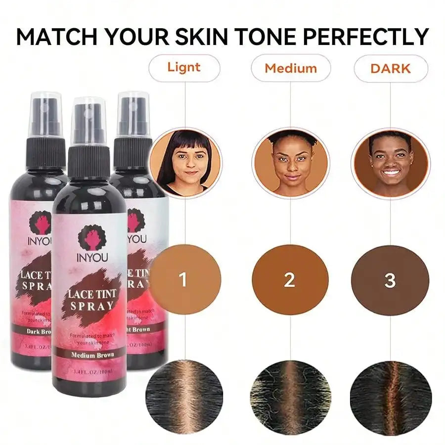 Lace Tint Spray For Wigs, Waterproof Lace Tint Melting Mousse Spray Concealer For Lace Closure Front Wigs Toupees