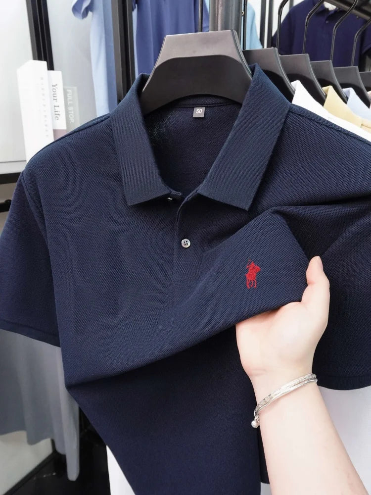 High end 100% cotton short sleeve polo shirt men's fashion luxury brand hot selling pony embroidery golf casual business T-shirt