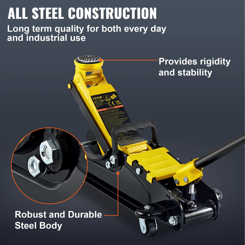 SucceBuy 2.5T Floor Hydraulic Jack Pneumatic Low Profile Floor Jack Heavy-Duty Steel Racing Floor Jack with Piston Lift Pump
