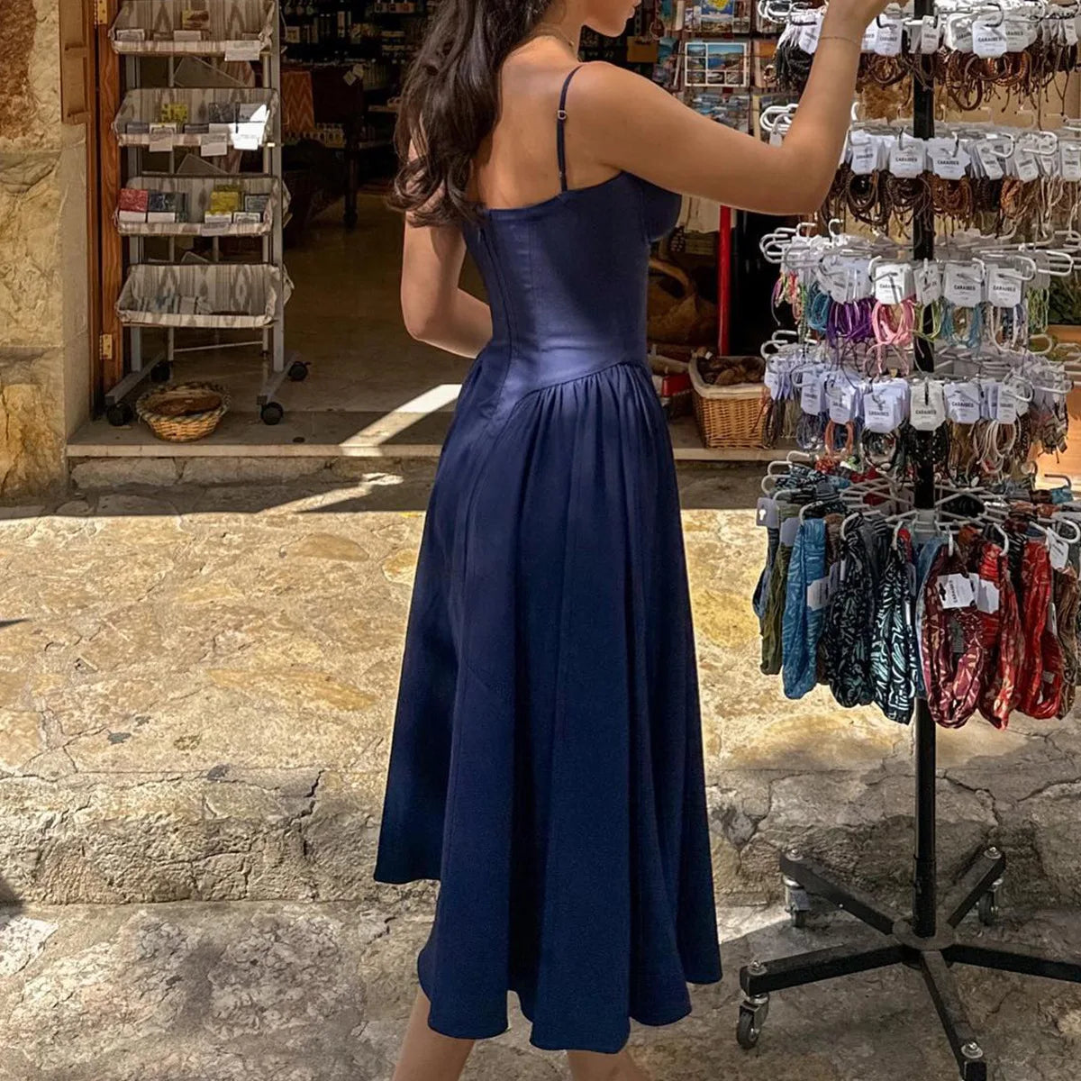 Suninheart Spaghetti Strap Summer Party Dresses 2025 New Arrivals Fit and Flare Elegant Midi Dress Red Night Date Dress