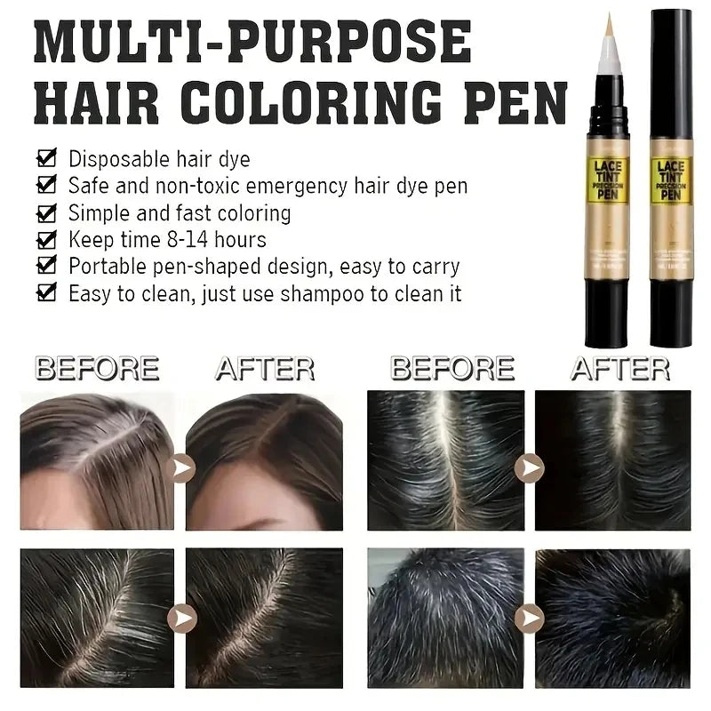 Lace Tint Pen for Wigs Long-Lasting Easy Apply Natural-Looking High Viscosity Hair Tint for All Hair Types a