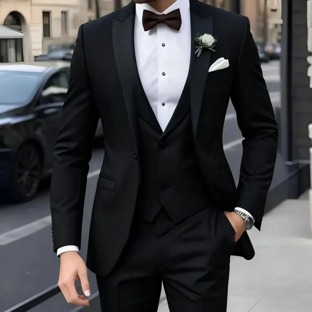 New Business Casual MC Wedding Groom Best Man Dress Jacquard Men's Suit Three-piece Set  Wedding Suits for Men  Mens Suits  Suit
