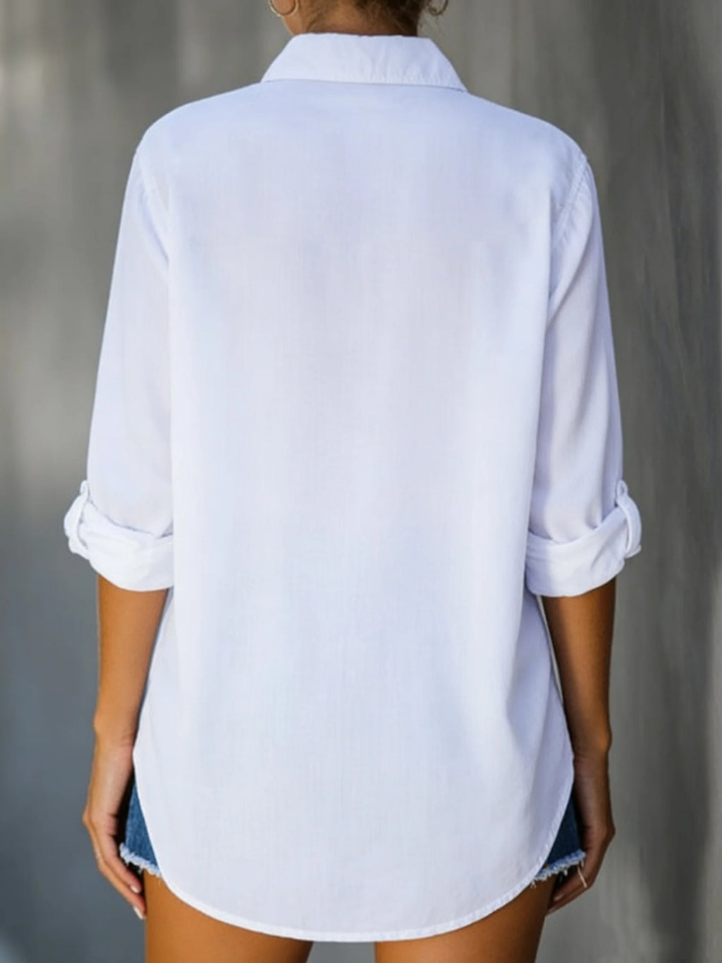 Women's shirt solid color casual loose breasted shirt women's clothing