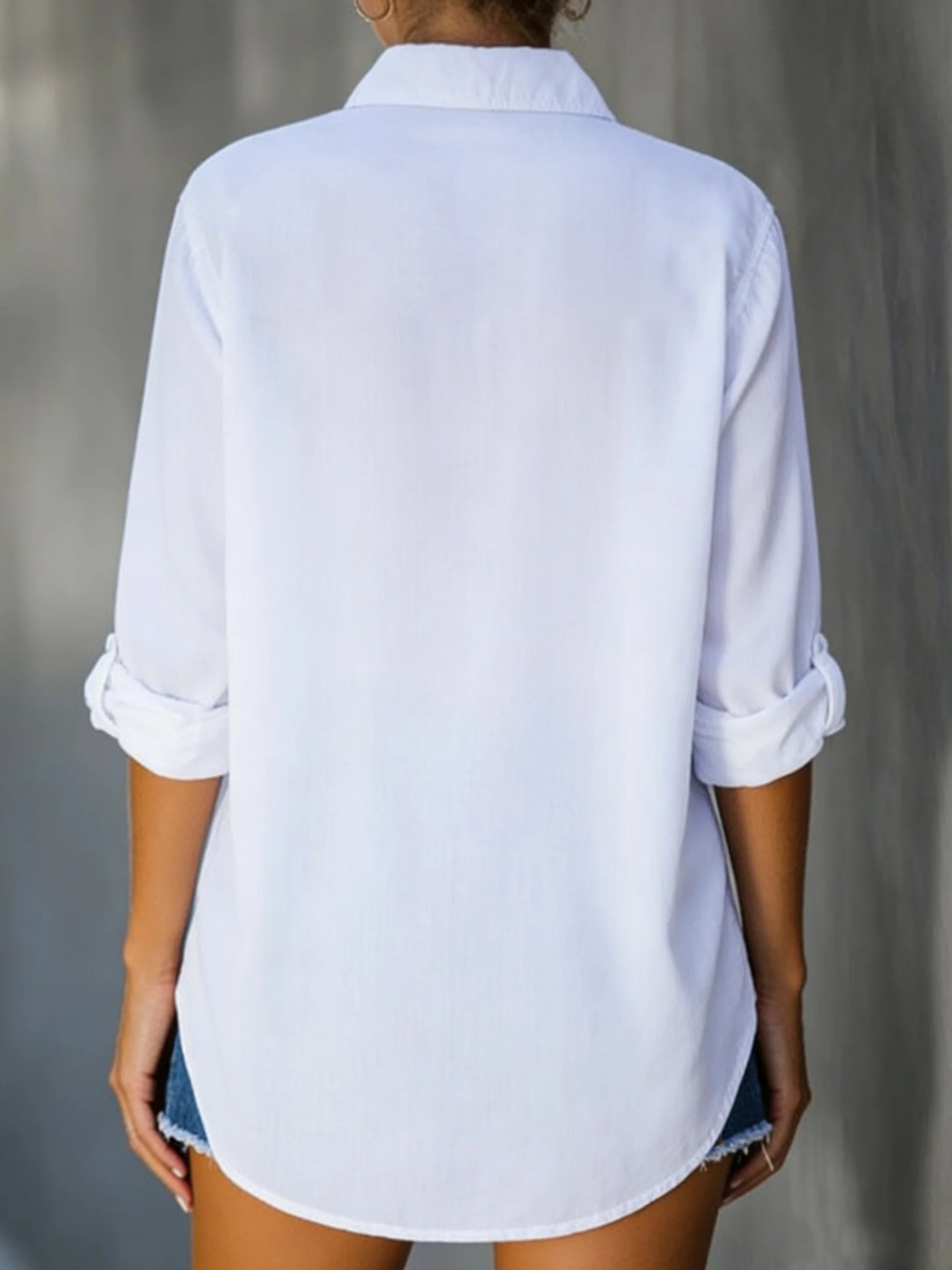 Women's shirt solid color casual loose breasted shirt women's clothing
