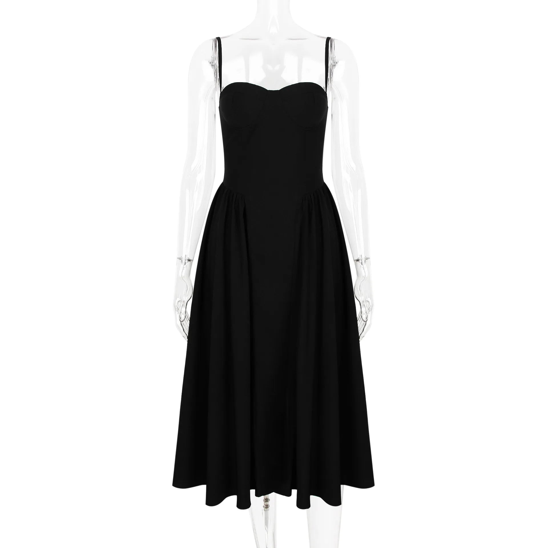 Suninheart Spaghetti Strap Summer Party Dresses 2025 New Arrivals Fit and Flare Elegant Midi Dress Red Night Date Dress