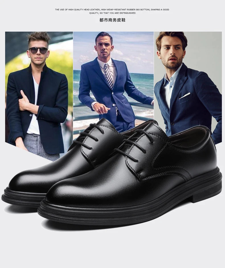 Lace-up Solid Oxford Shoes for Men Solid Color Formal Dress Footwear Fashion Casual Shoes Man Leather Derby Flats Comfy Sneakers