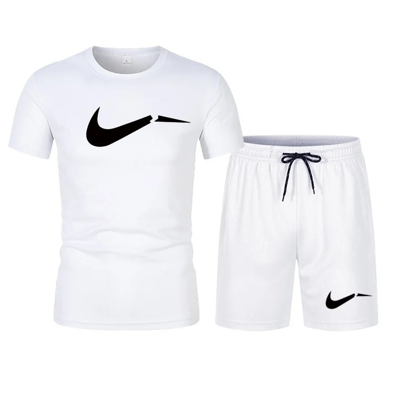 2026 men's summer T-shirt and shorts set, casual and fashionable short sleeved T-shirt combination, breathable sportswear