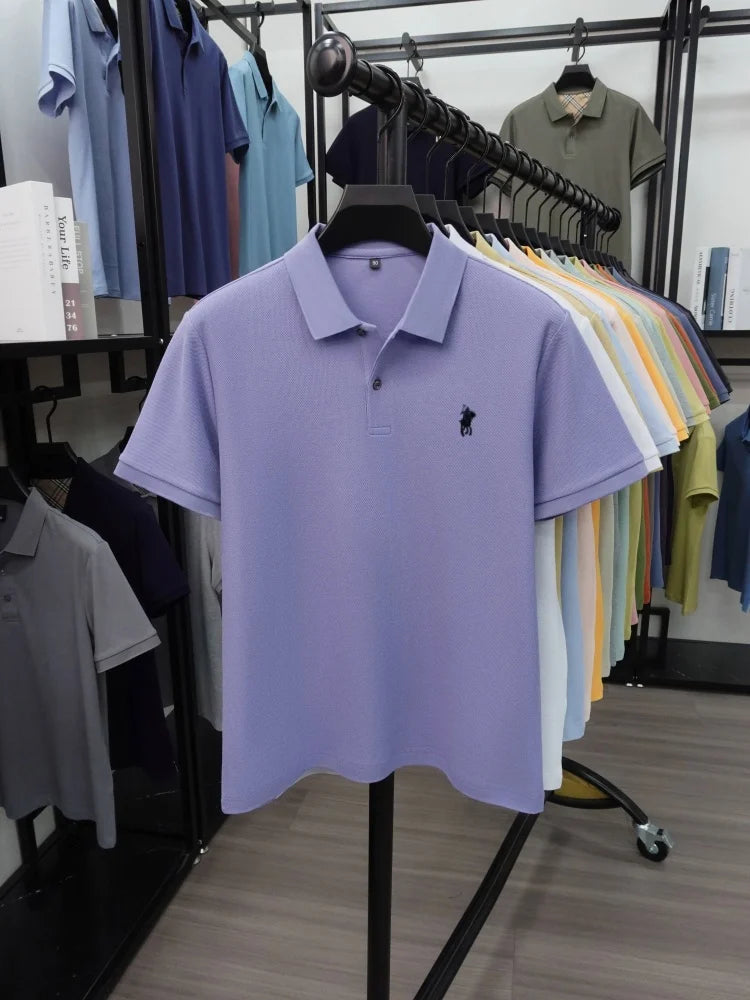 High end 100% cotton short sleeve polo shirt men's fashion luxury brand hot selling pony embroidery golf casual business T-shirt