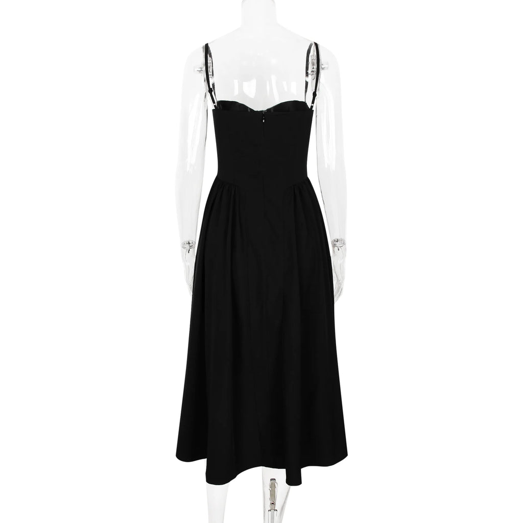 Suninheart Spaghetti Strap Summer Party Dresses 2025 New Arrivals Fit and Flare Elegant Midi Dress Red Night Date Dress