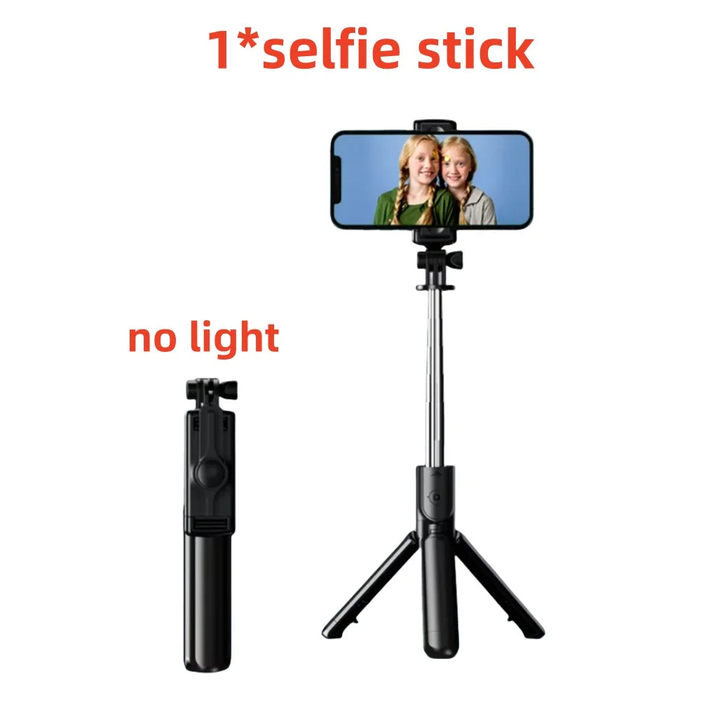 Portable Bluetooth Selfie Stick Retractable Multifunctional Phone HoldeTripod With Selfie light Wireless Remote Shutter stand