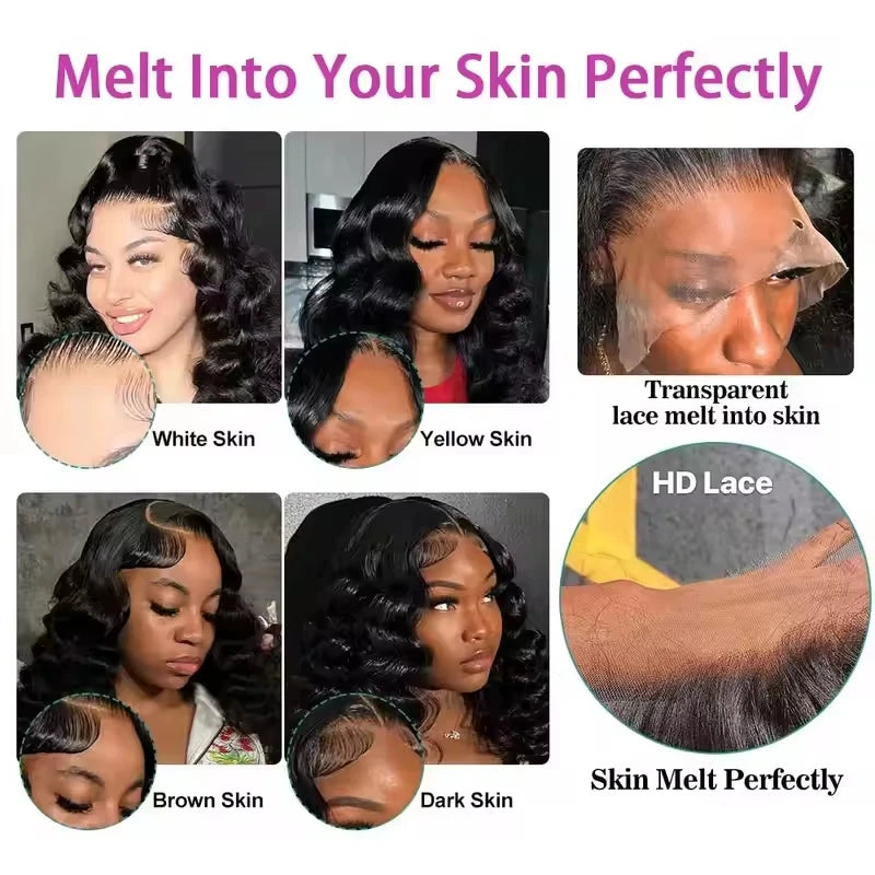 Deep Wave Human Hair Wig 13x4 Lace Front Wig For Women 200% Density Pre-Plucked With Baby Hair Transparent Lace Wig 22 Inch