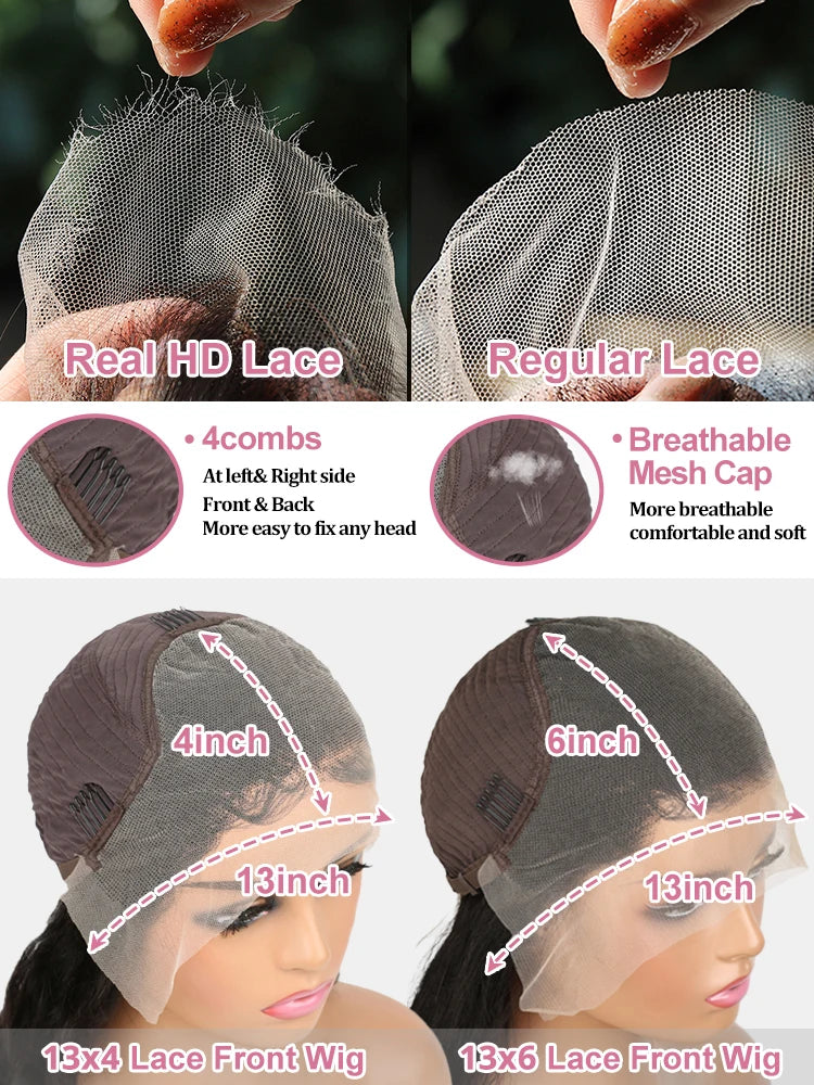 40 42 Inch Curly Highlight Wig Human Hair Colored 13x6 HD Deep Wave Frontal Wig 250% Honey Blond 13x4 Lace Front Wigs For Women