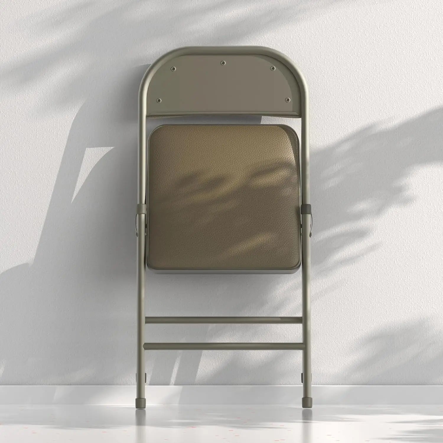 4 Pack Folding Chairs with Padded Vinyl Cushion Chairs with Comfortable Cushion and Durable Steel Frame Kahki Vinyl 4 Pack