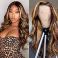 Highlight human hair wig, piano color, lace front wig, Brazilian wig, women's 65CM blonde hair, lace wig, honey body wave