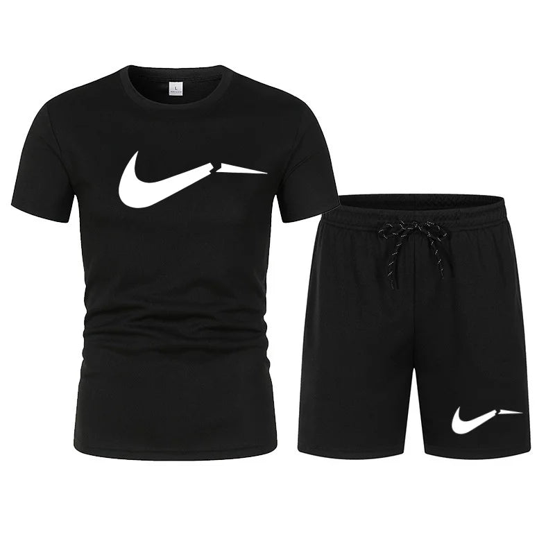 2026 men's summer T-shirt and shorts set, casual and fashionable short sleeved T-shirt combination, breathable sportswear