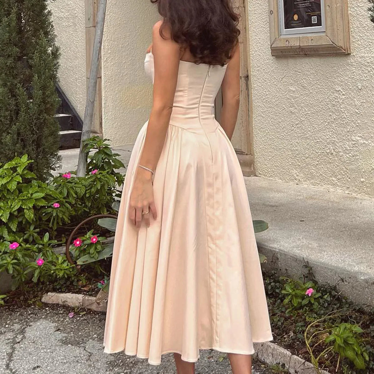 Suninheart Spaghetti Strap Summer Party Dresses 2025 New Arrivals Fit and Flare Elegant Midi Dress Red Night Date Dress