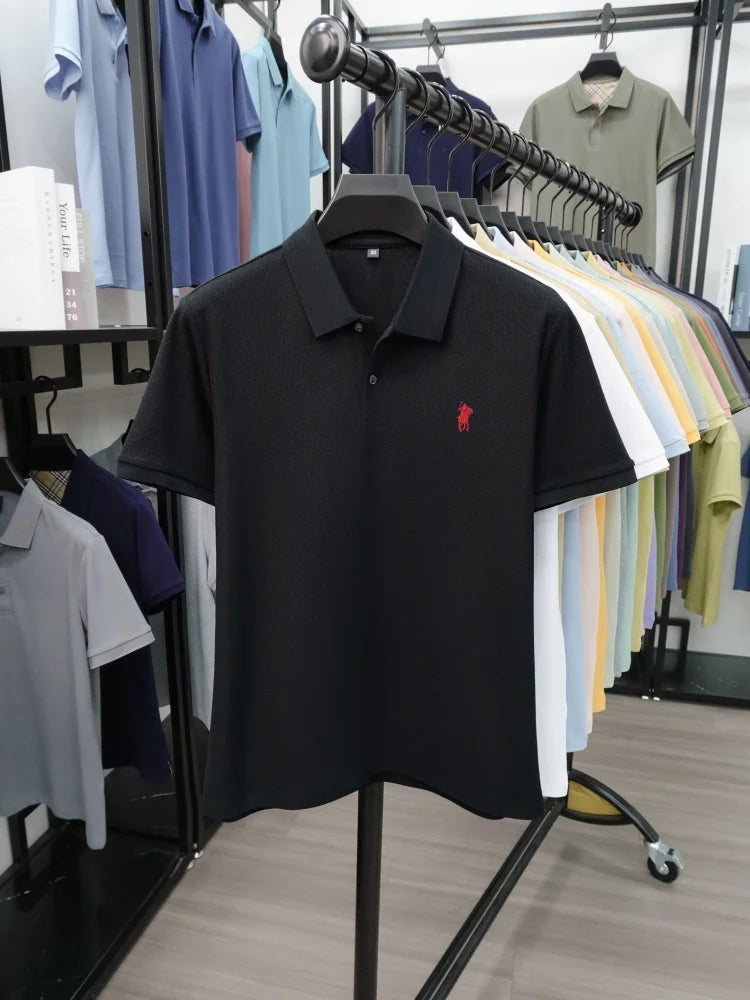 High end 100% cotton short sleeve polo shirt men's fashion luxury brand hot selling pony embroidery golf casual business T-shirt