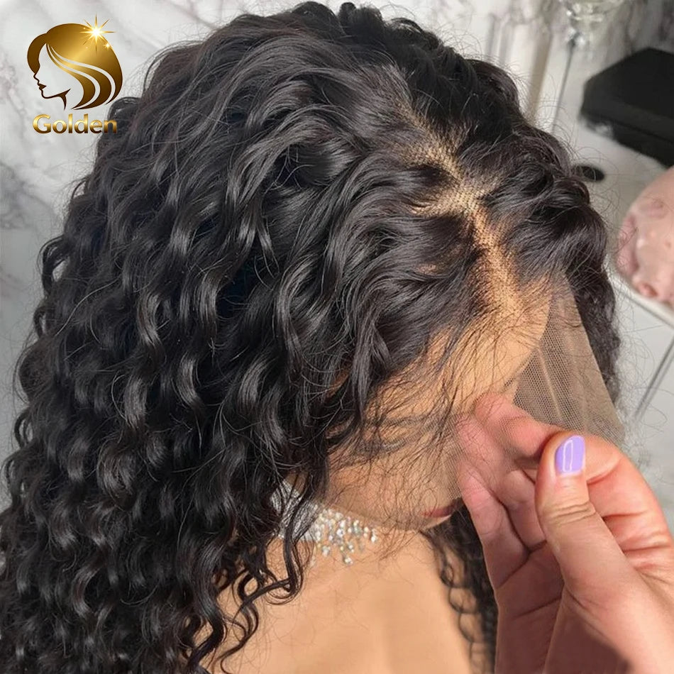 Golden Deep Wave 13x4 13x6 HD Lace Frontal Wigs Human Hair Water Curly Front Wigs 5x5 Glueless Human Hair for Women For Women