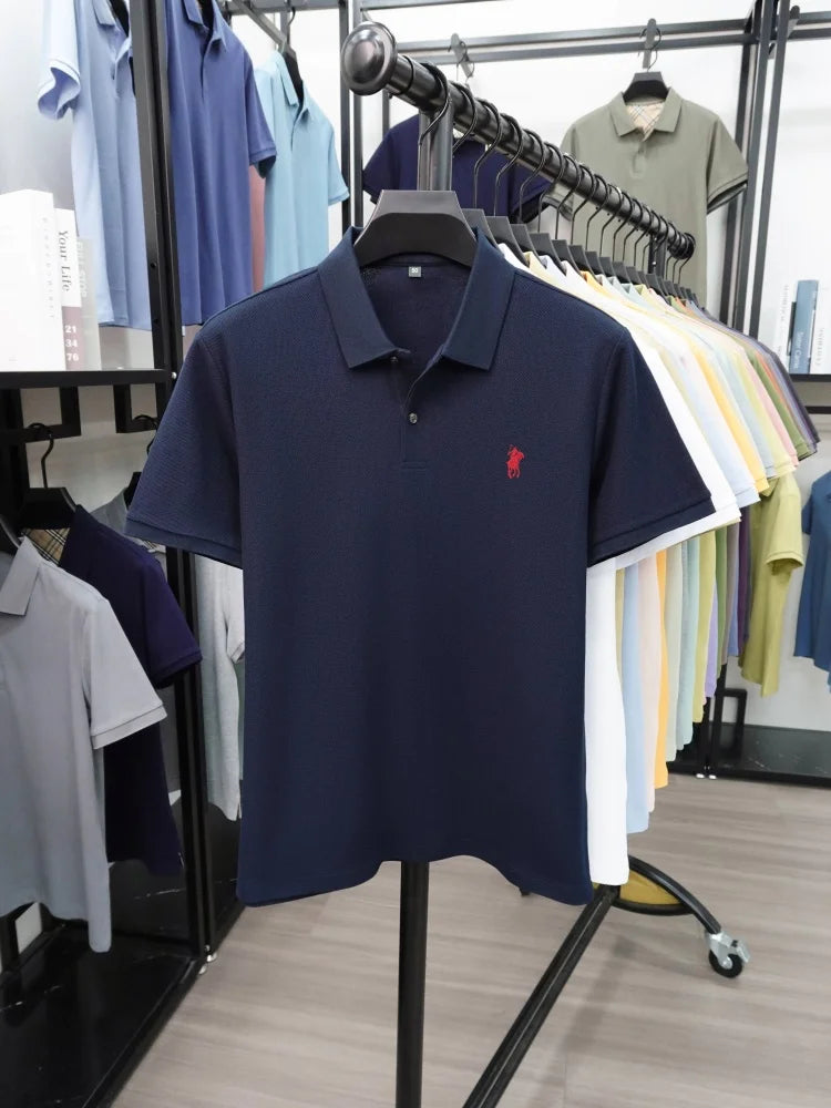 High end 100% cotton short sleeve polo shirt men's fashion luxury brand hot selling pony embroidery golf casual business T-shirt