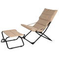 HeavyDuty Outdoor Chaise Lounge Chair, Reclining Folding Camping Chair with Removable Footrest, AllWeather Portable Patio LC