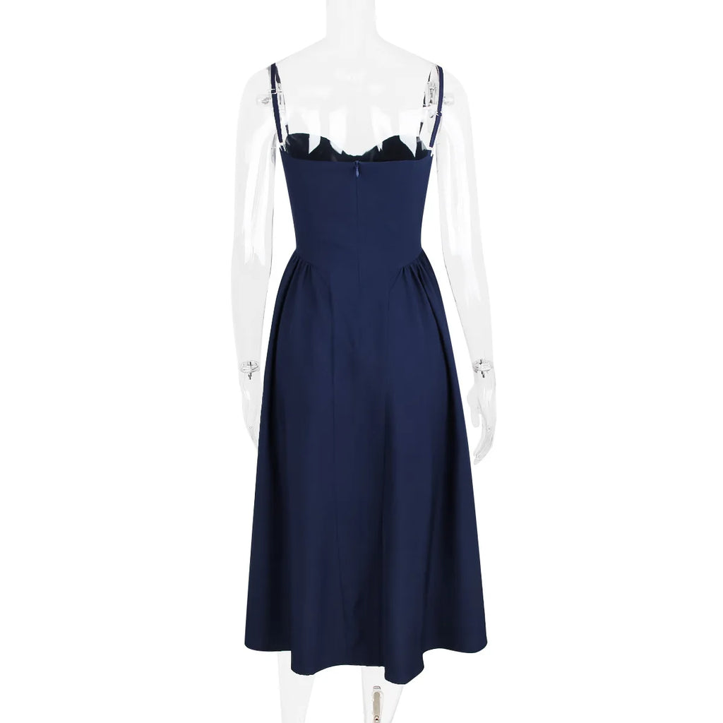 Suninheart Spaghetti Strap Summer Party Dresses 2025 New Arrivals Fit and Flare Elegant Midi Dress Red Night Date Dress