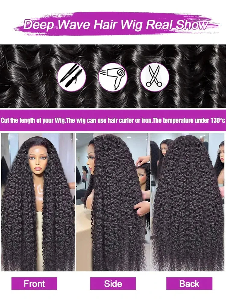 Golden Deep Wave 13x4 13x6 HD Lace Frontal Wigs Human Hair Water Curly Front Wigs 5x5 Glueless Human Hair for Women For Women